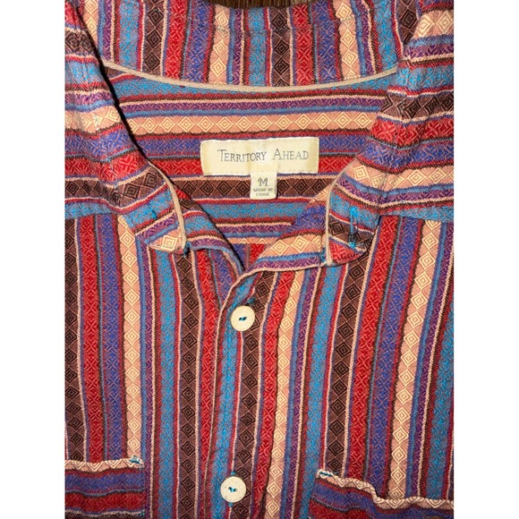 Territory Ahead Mens Short Sleeve Striped Button Up Shirt Colorful - Picture 2 of 4